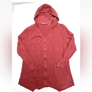 Soft Surroundings hoodie cardigan Jacket Women full zipper￼ handkerchief hem 1X￼